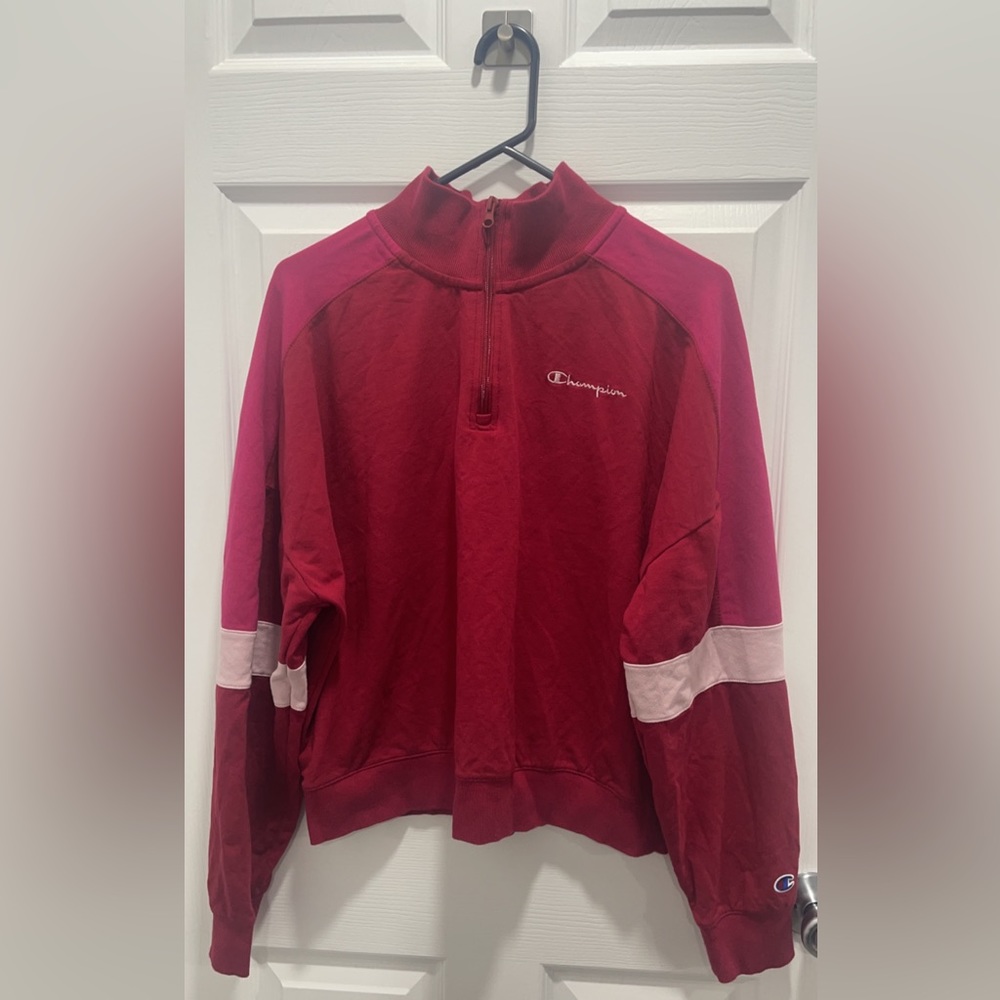 Champion campus quarter zip colorblock sweatshirt
